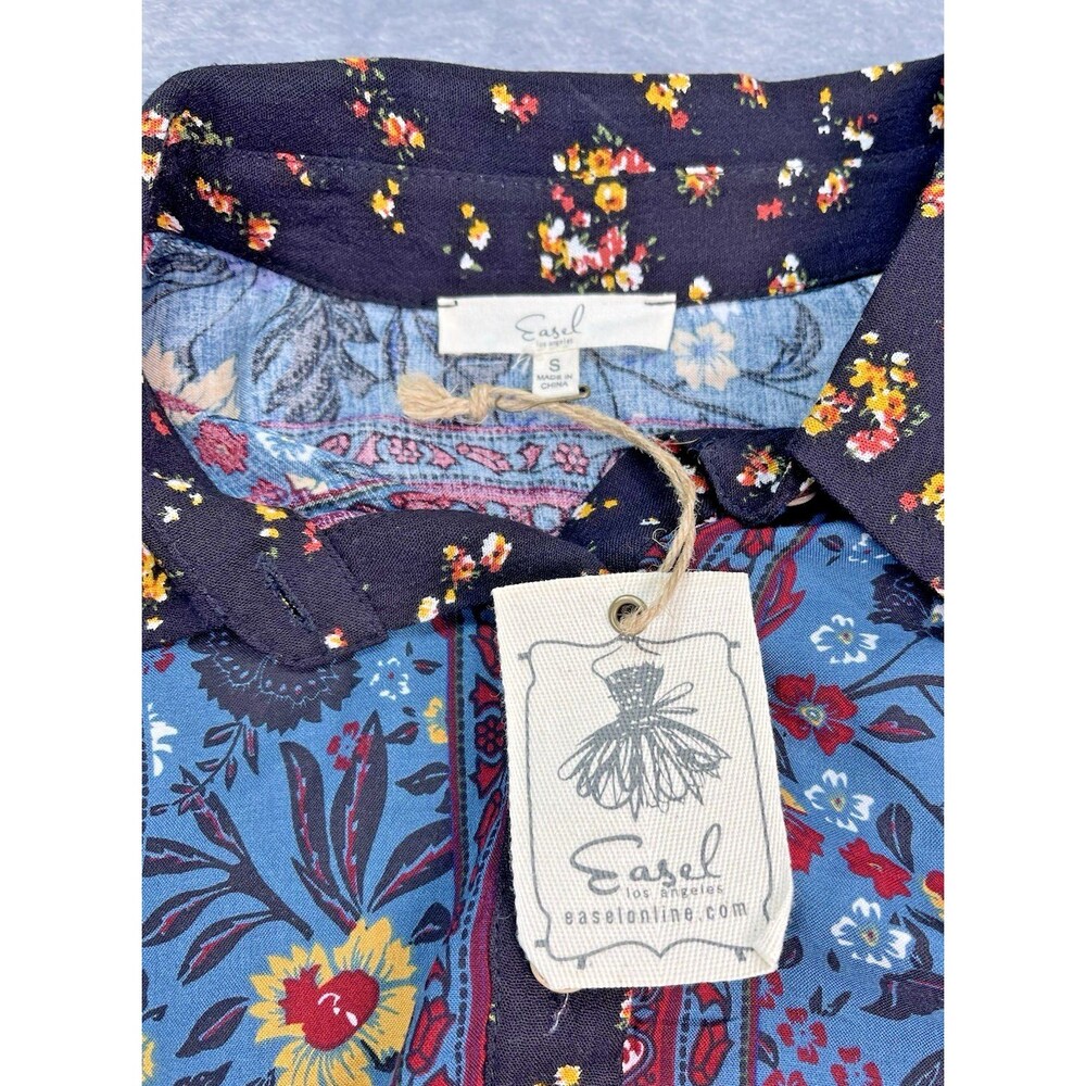NWT Easel womens oversized boho whimsical floral summer short dress Small - Picture 4 of 7